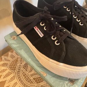 Superga Platform Sneakers Black Size 8 Men's 9.5 Women's or 41